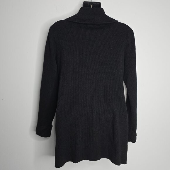 Saks Fifth Avenue Cardigan Sweater Womens XL Black 100% Merino Wool Button - Picture 7 of 9